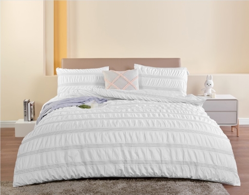 Seersucker Cotton tái chế polyester Set Duvet Sắp đặt phủ phủ phủ trắng bền vững