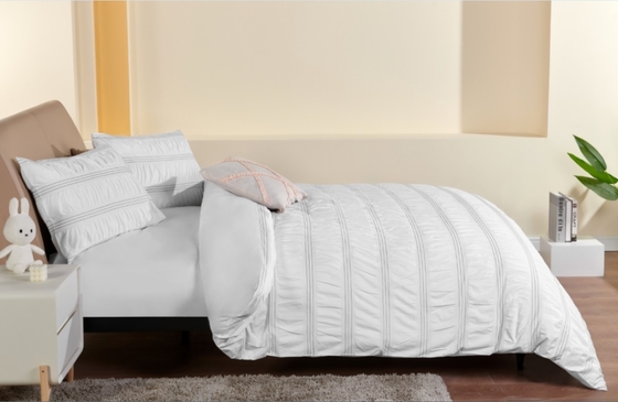Seersucker Cotton tái chế polyester Set Duvet Sắp đặt phủ phủ phủ trắng bền vững