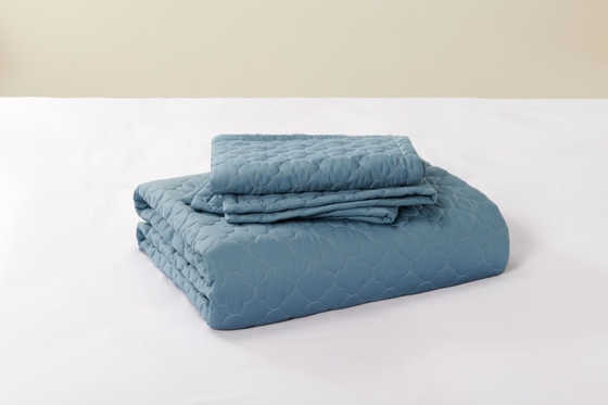 100% Cotton Blue Quilt Set Solid King Size Comforter Set Hít thở