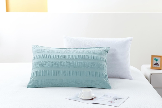 Vỏ gối màu trắng Seersucker kích thước Queen Sustainable Light Green Vỏ gối