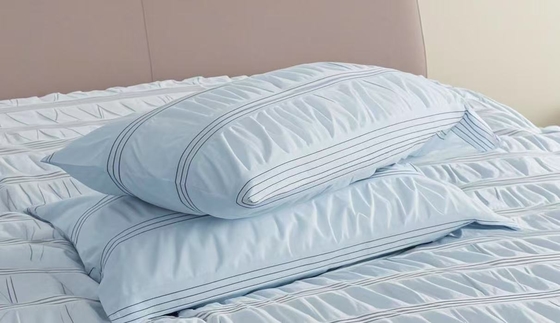 Bộ chăn ga gối Seersucker Cotton Polyester Tái Chế Màu Xanh Nhạt - Vỏ chăn King