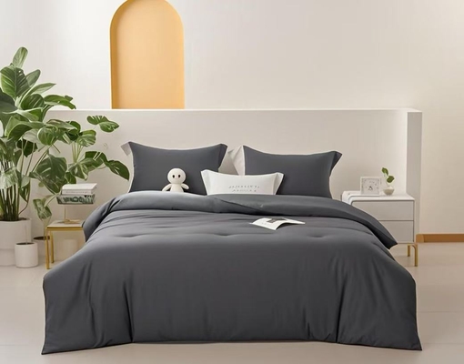 Bộ chăn ga gối Tencel Lyocell OEM Màu xám đậm Thoải mái Bộ chăn ga đơn