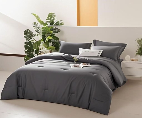 Bộ chăn ga gối Tencel Lyocell OEM Màu xám đậm Thoải mái Bộ chăn ga đơn