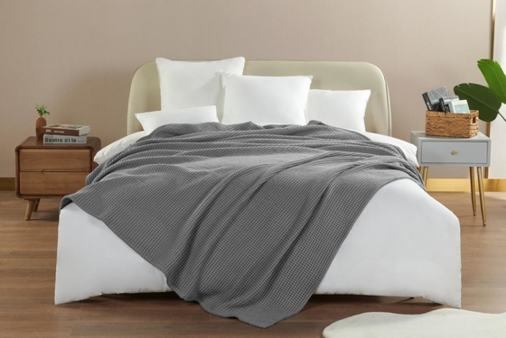 Hỗ trợ da 100% bông chăn waffle OEM Waffle Weave Twin